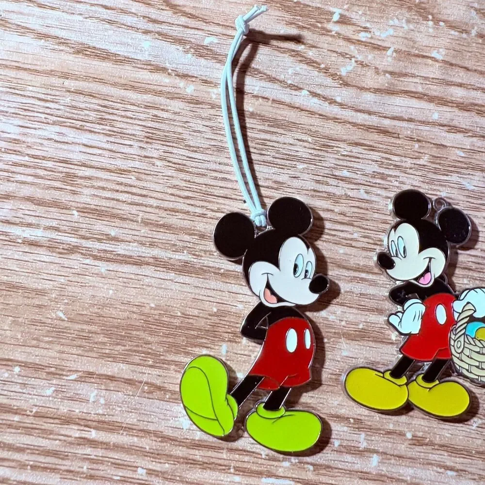 Disney Mickey And Minnie Metal Painted Ornaments Lot Of 3